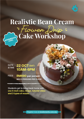 (22 OCT' 22) Realistic Bean Cream Flower Drip Cake 